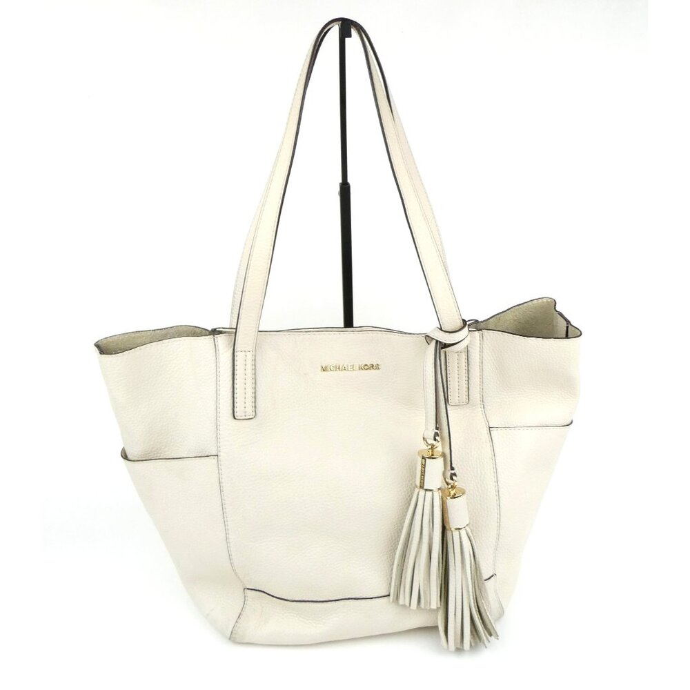 Michael Kors Cream Leather Tote Bag w/Tassels